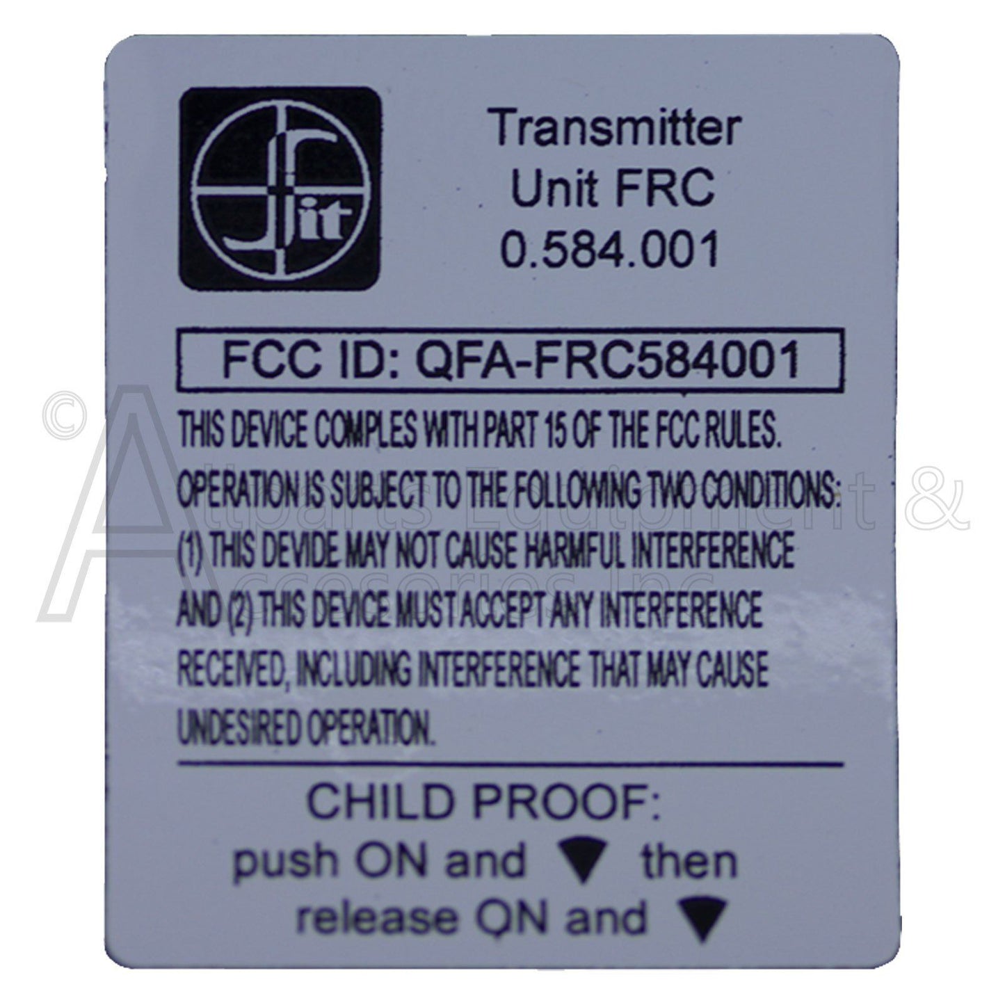 0.584.001 REMOTE TRANSMITTER 0.584.001