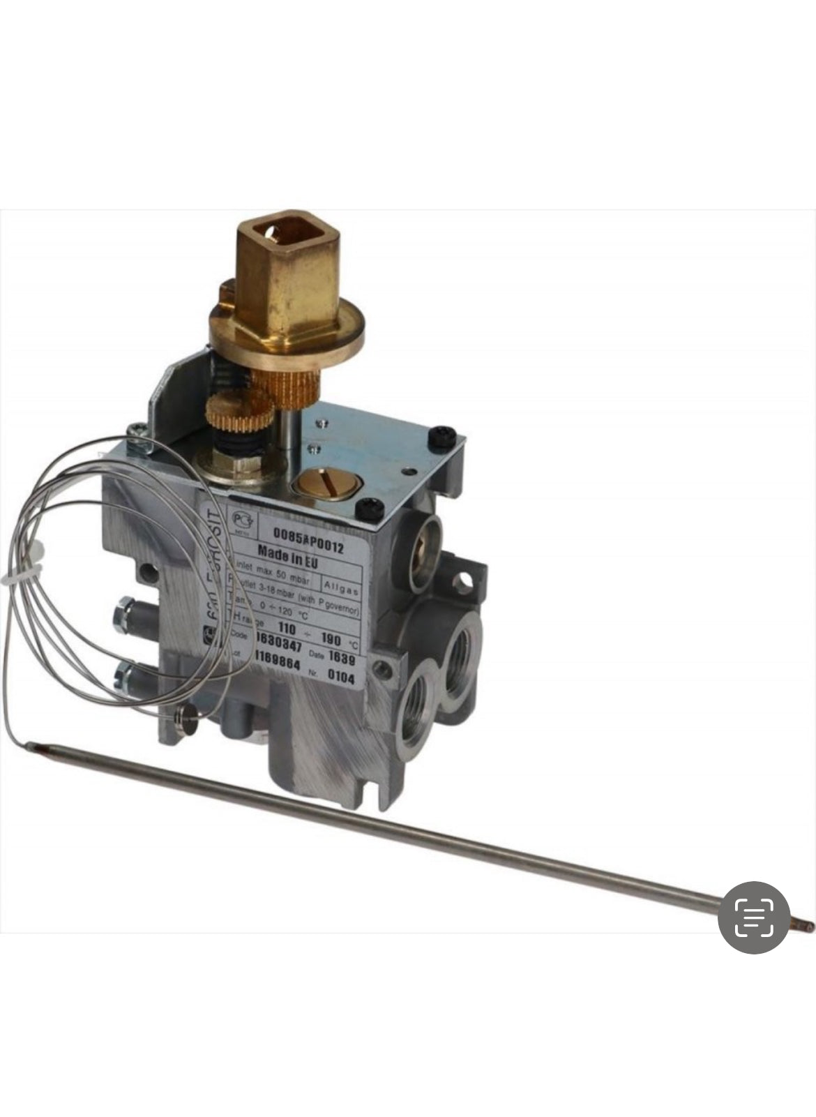 VALVOLA GAS 630 EUROSIT MOD. 630347 TEMP. 0-120/110-190°C ENTRATA Ø 3/8F USCITA Ø