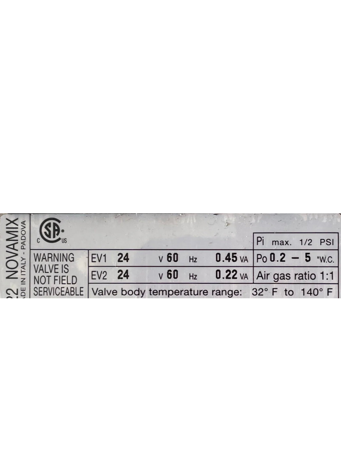 GAS VALVES SIT 822NOVAMIX 0.822.015