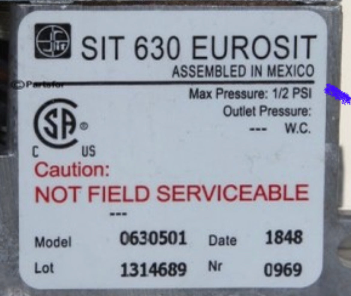 0630501 SIT 630 EUROSIT GAS CONTROL VALVE 0630501