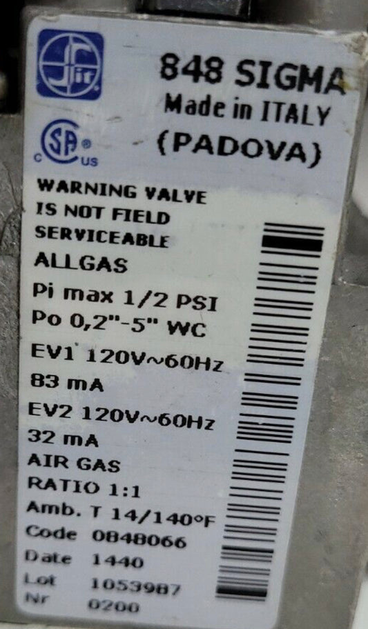 VALVOLA GAS BAXI  SIGMA S 0848066  VlV0848066   120V